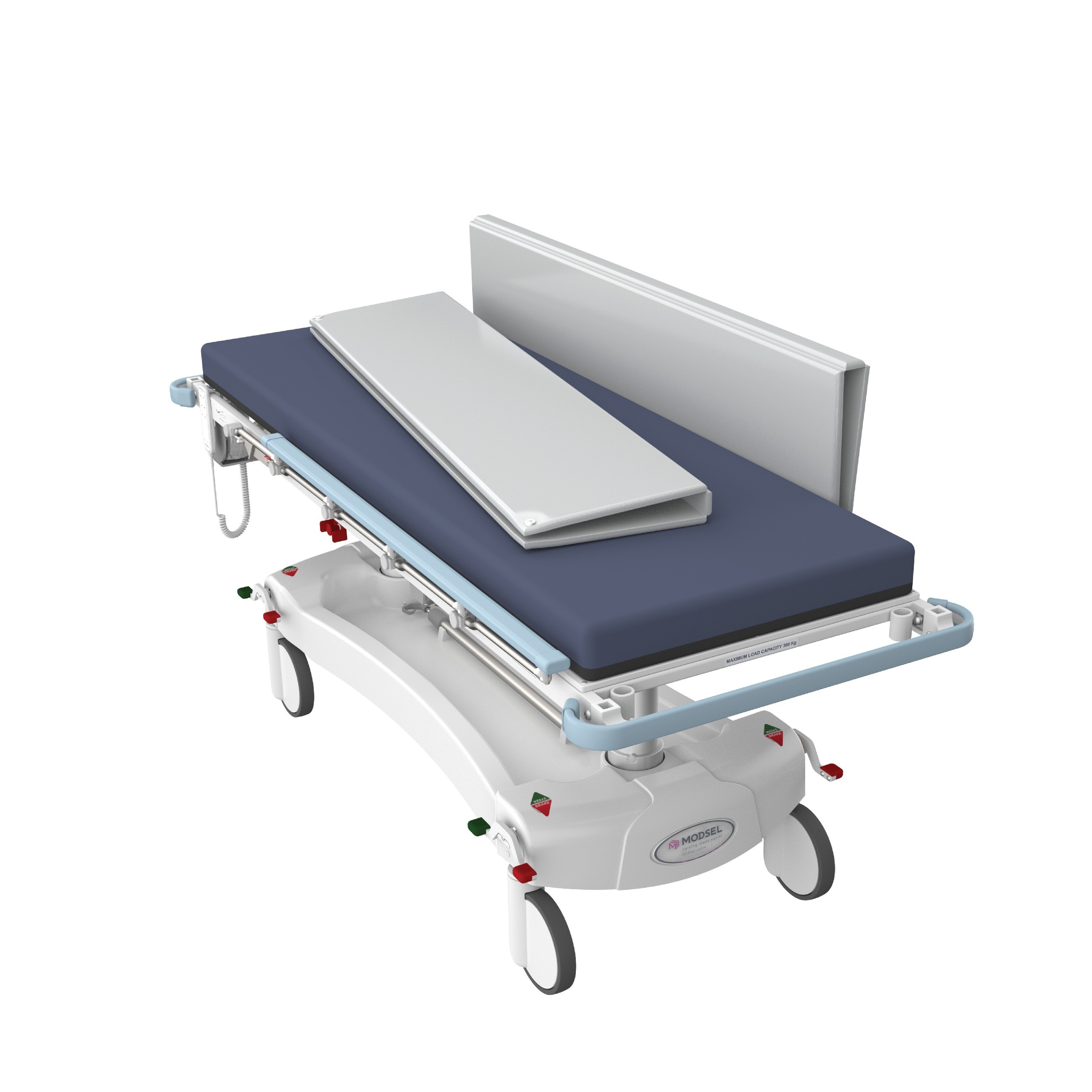 Padded clearance stretcher bed