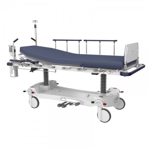 <h5 class="lightbox-heading">Hydraulic option</h5>Non-powered, manually operated stretcher option.<div class="d-none d-lg-block">In some cases, such as small or remote facilities, or large high pressure departments, hydraulically operated stretchers may be more beneficial, with simple mechanical servicing and without the requirement of regular charging or power cords.</div>